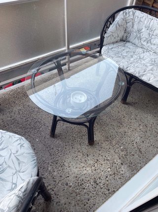 Conjunto de muebles de caña para terraza