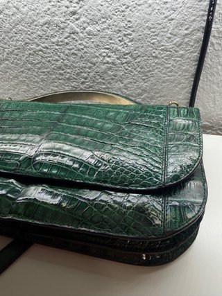 Bolso vintage piel cocodrilo verde
