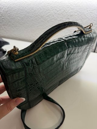 Bolso vintage piel cocodrilo verde