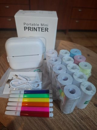 Mini impresora térmica Bluetooth nueva + 14 rollos