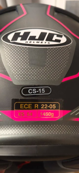 Casco HJC chica Talla XS negro y rosa.