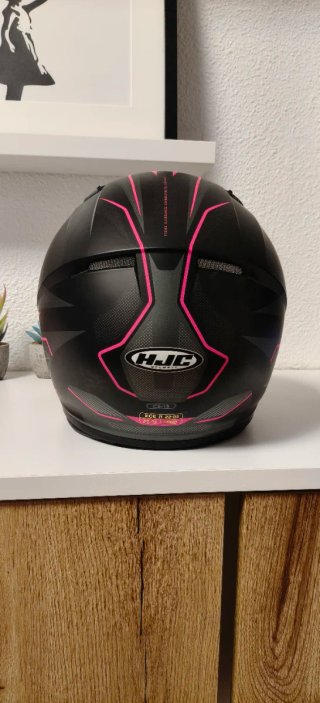 Casco HJC chica Talla XS negro y rosa.
