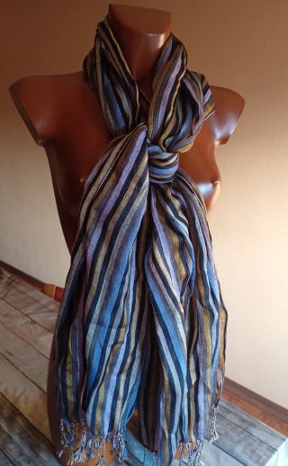 Chal de mujer con rayas - 180 cm x 70 cm