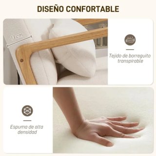 Butaca con reposapiés de tela y madera