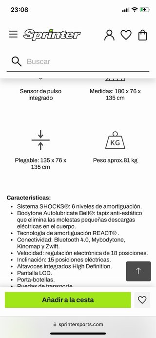 Cinta de correr Bodytone plegable