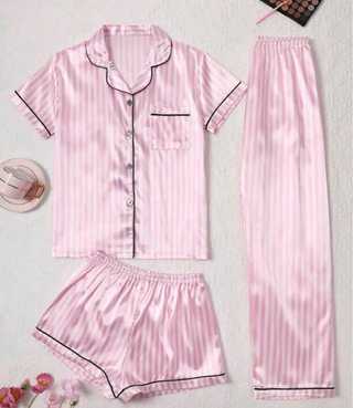 Pijama Rayas Rosa y Blanco