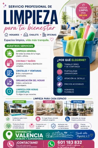 Limpieza de casas, chalets y oficinas