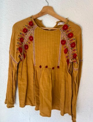 Blusa Zara Bordada Flores