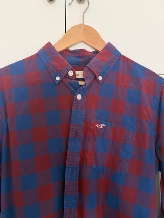 Camisa Hollister cuadros azul y rojo