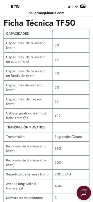 Fresadora Torreta Heller TF 50