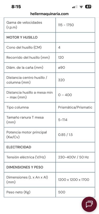 Fresadora Torreta Heller TF 50