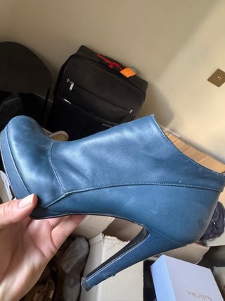 Botines piel azul plataforma tacón 39