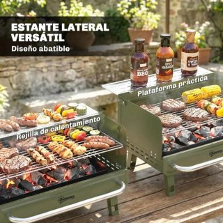 Barbacoa portátil verde metal