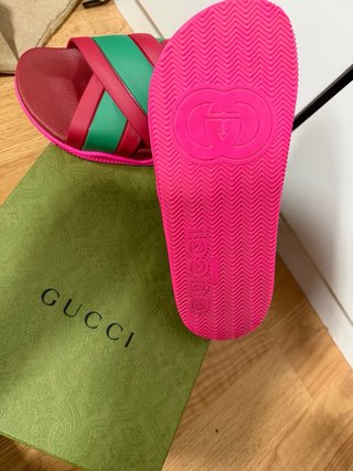 Sandalias Gucci Mujer Verde y Rojo
