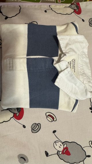 Polo manga larga rayas azul y blanco