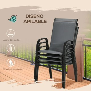 Set di 4 sedie da esterno grigie