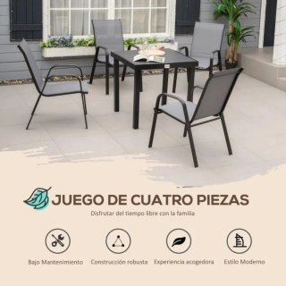 Set di 4 sedie da esterno grigie
