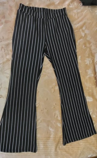 Pantalones elástico de rayas negros y blanco
