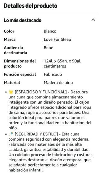 Cuna de bebé blanca con cajón