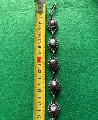 Pulsera Plata Perlas Filipinas Negras