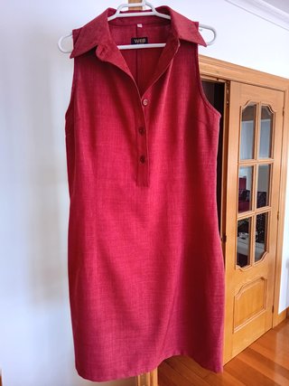 VESTIDO CAMISERO ROJO SIN MANGAS