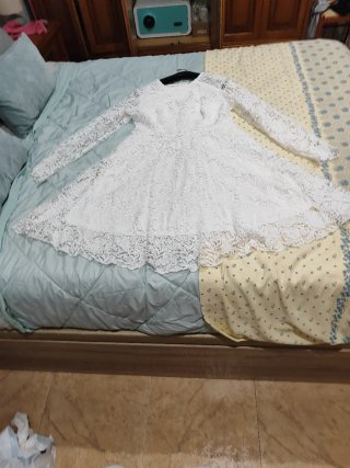 Vestido blanco encaje manga larga