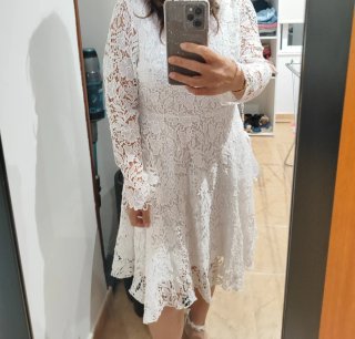 Vestido blanco encaje manga larga