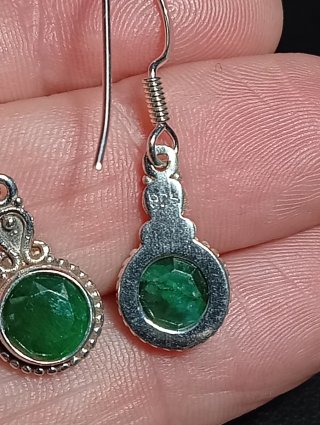 Pendientes Plata Ley esmeralda facetada