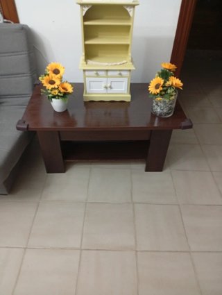 Mesa madera restaurada 60 cm cuando se eleva