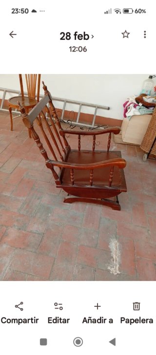 Butaca Mecedora Madera y Tela