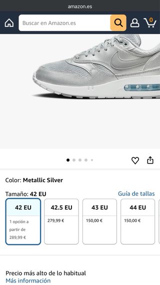 Nike Air Max 1 '86 OG Talla 42 EU Plata