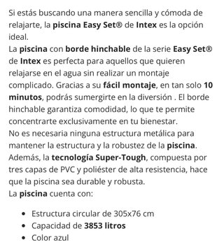 Piscina Intex Easy Set con depuradora
