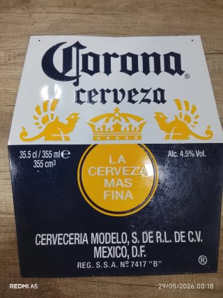 Cartel Chapa Corona Cerveza Modelo Mexico