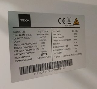 Frigorífico TEKA 342 WH