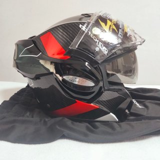 Casco Scorpion Exo-Tech Evo Carbon Cad Negro Rojo
