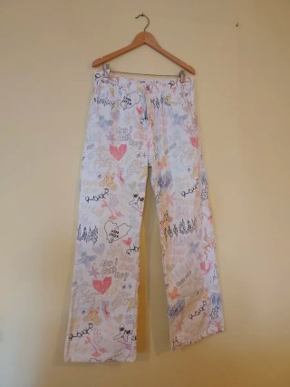 Pantalón Blanco Estampado Divertido