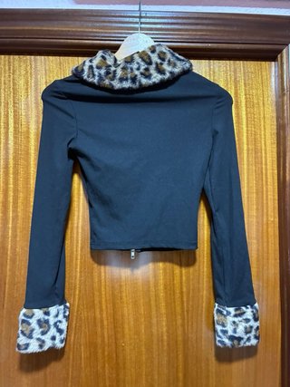 Chaqueta Crop Leopardo Cremallera