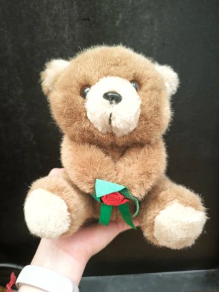 Peluche vintage orso con fiore