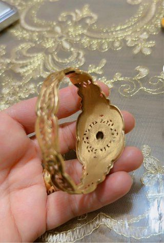 Pulsera Oro 18k Antigua con Piedra Verde y Diamant