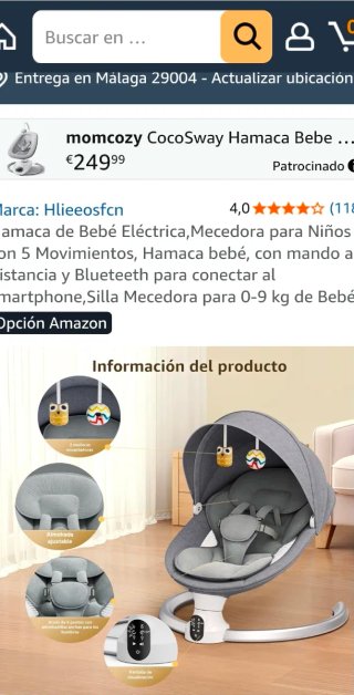 Mecedora eléctrica para bebés