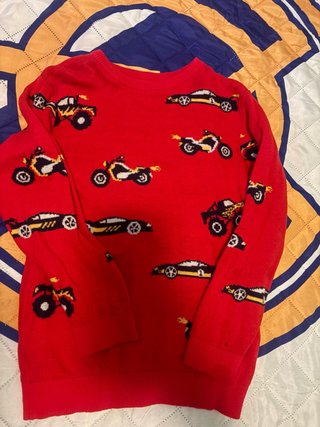 Suéter Primark Rojo Coches Talla 6-7 Años