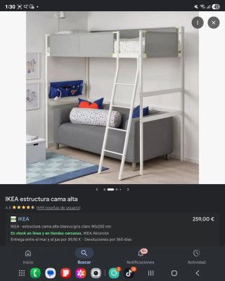 Estructura cama alta IKEA metálica