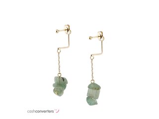 pendientes oro 18k con piedra con cuarzo