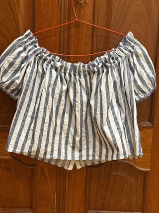 Camisa Zara cuello barco rayas S