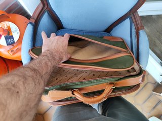Maleta viaje vanguard vintage piel y tela