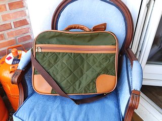 Maleta viaje vanguard vintage piel y tela