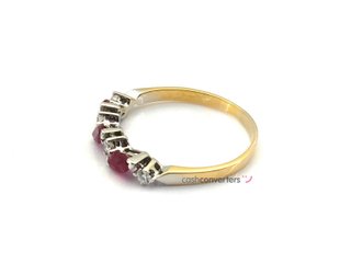 anillo oro 18k con piedra con diamante,rubi t. 16 (17,84 mm)