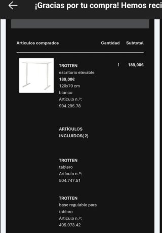 Escritorio elevable TROTTEN blanco 120x70 cm