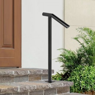 Pasamanos de Metal Tipo Redondo Pasamanos de Escalera de 2 Pasos Pasamanos para Escaleras Exteriores Pasamanos de 18L x 38H Pulgadas Barandilla de Escalera para Escaleras con un Poste de Fijación