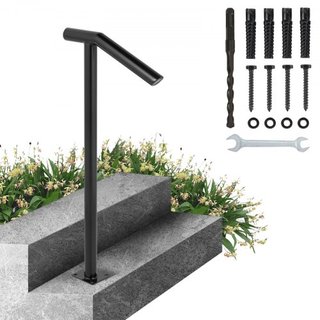 Pasamanos de Metal Tipo Redondo Pasamanos de Escalera de 2 Pasos Pasamanos para Escaleras Exteriores Pasamanos de 18L x 38H Pulgadas Barandilla de Escalera para Escaleras con un Poste de Fijación